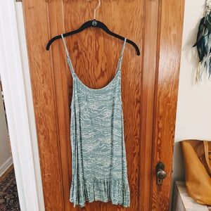 UO Beach Ruffle Mini Dress Slip Green Medium